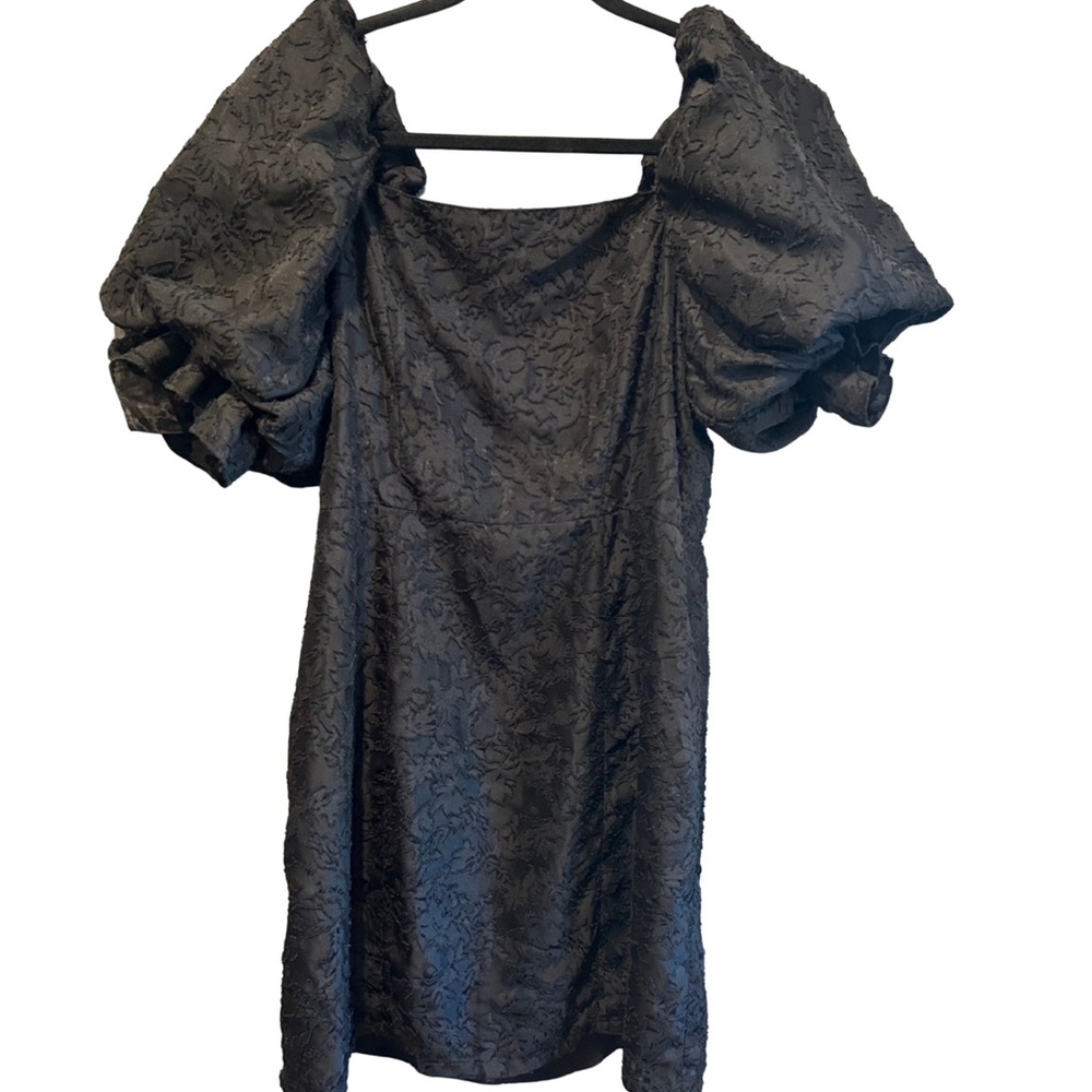 Mia Joy by Joyfolie Black Puff Sleeve Jacquard Dress – Size L